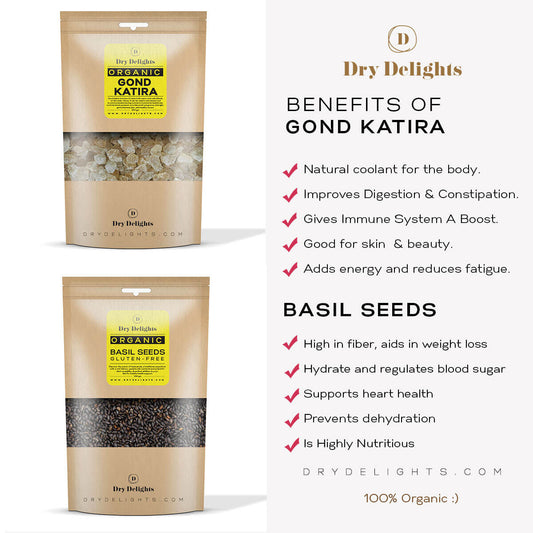 Organic Gond Katira + Basil Seeds Package
